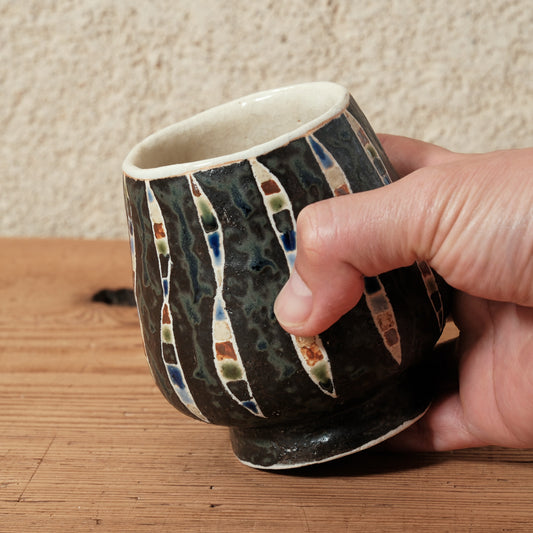 ワインカップ(黒) 幾何学模様 | 加守田 太郎