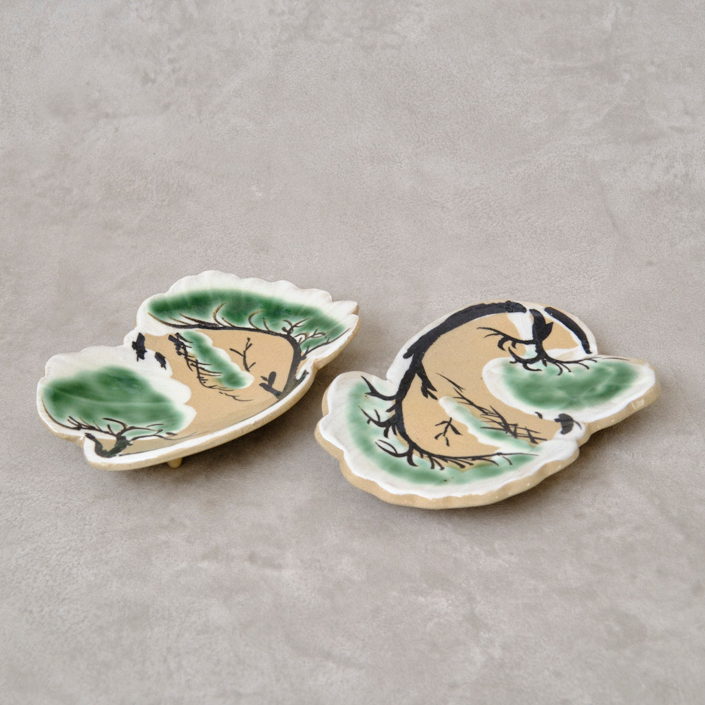 色絵小皿 雪松図 2客セット - 清水焼 | 宮本 博