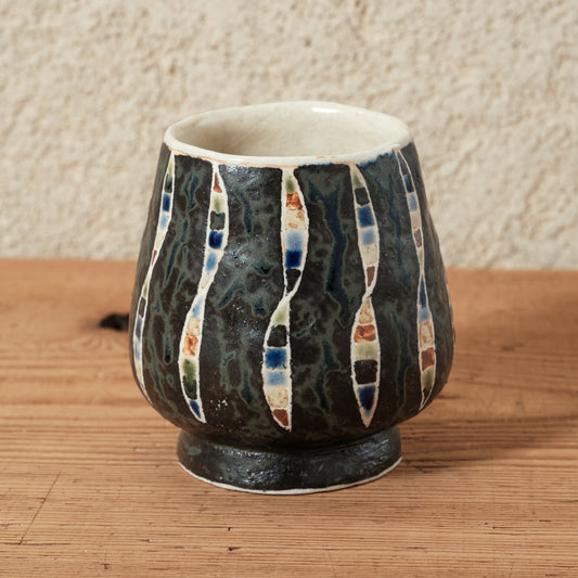 ワインカップ（黒） 幾何学模様 | 加守田 太郎