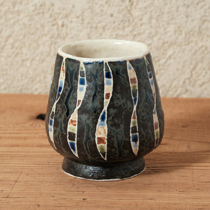 ワインカップ（黒） 幾何学模様 | 加守田 太郎