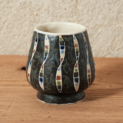 ワインカップ（黒） 幾何学模様 | 加守田 太郎