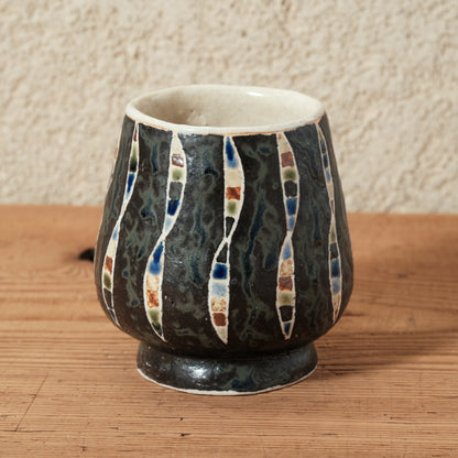 ワインカップ（黒） 幾何学模様 | 加守田 太郎