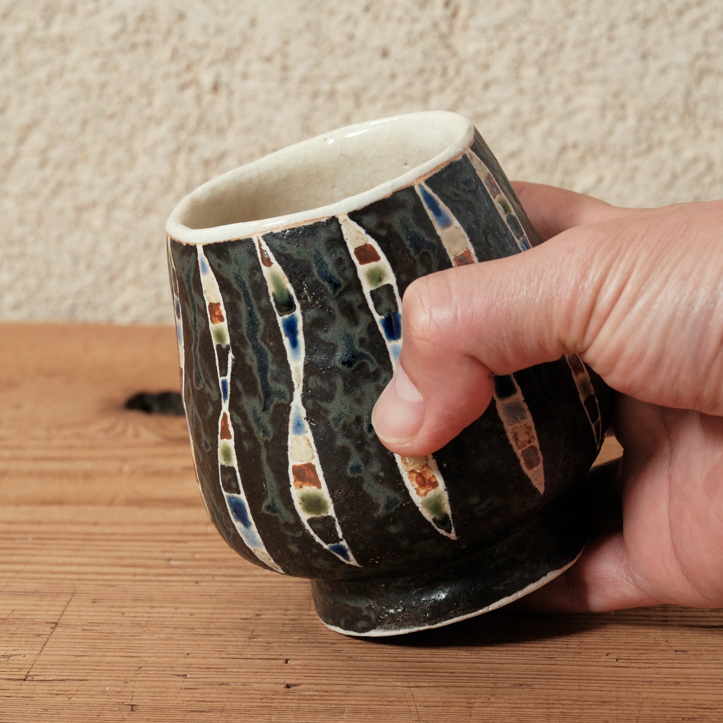 ワインカップ（黒） 幾何学模様 | 加守田 太郎