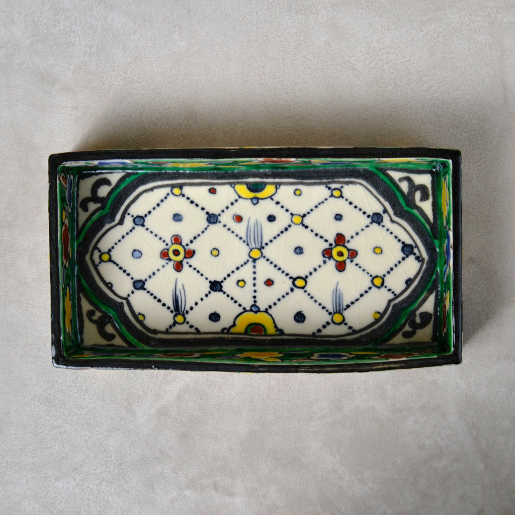 色絵角皿 瓔珞紋（清水焼・乾山写） | 宮本 博