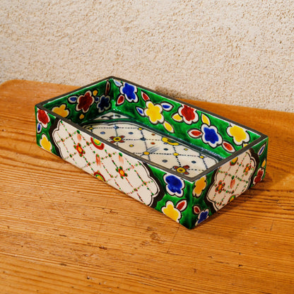 色絵角皿 瓔珞紋（清水焼・乾山写） | 宮本 博