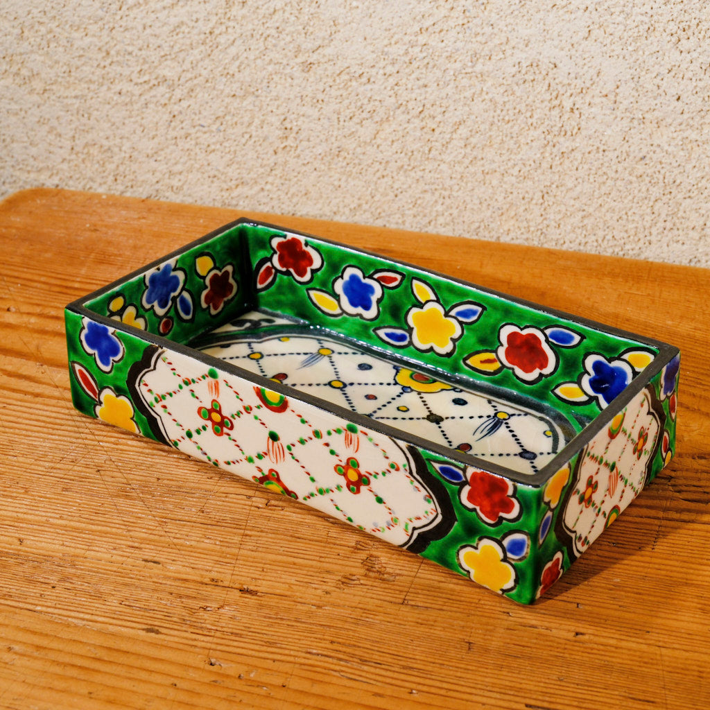 色絵角皿 瓔珞紋（清水焼・乾山写） | 宮本 博