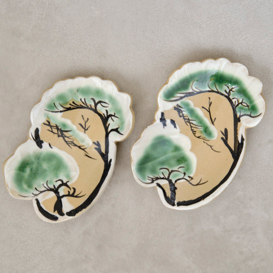 色絵小皿 雪松図 2客セット - 清水焼 | 宮本 博