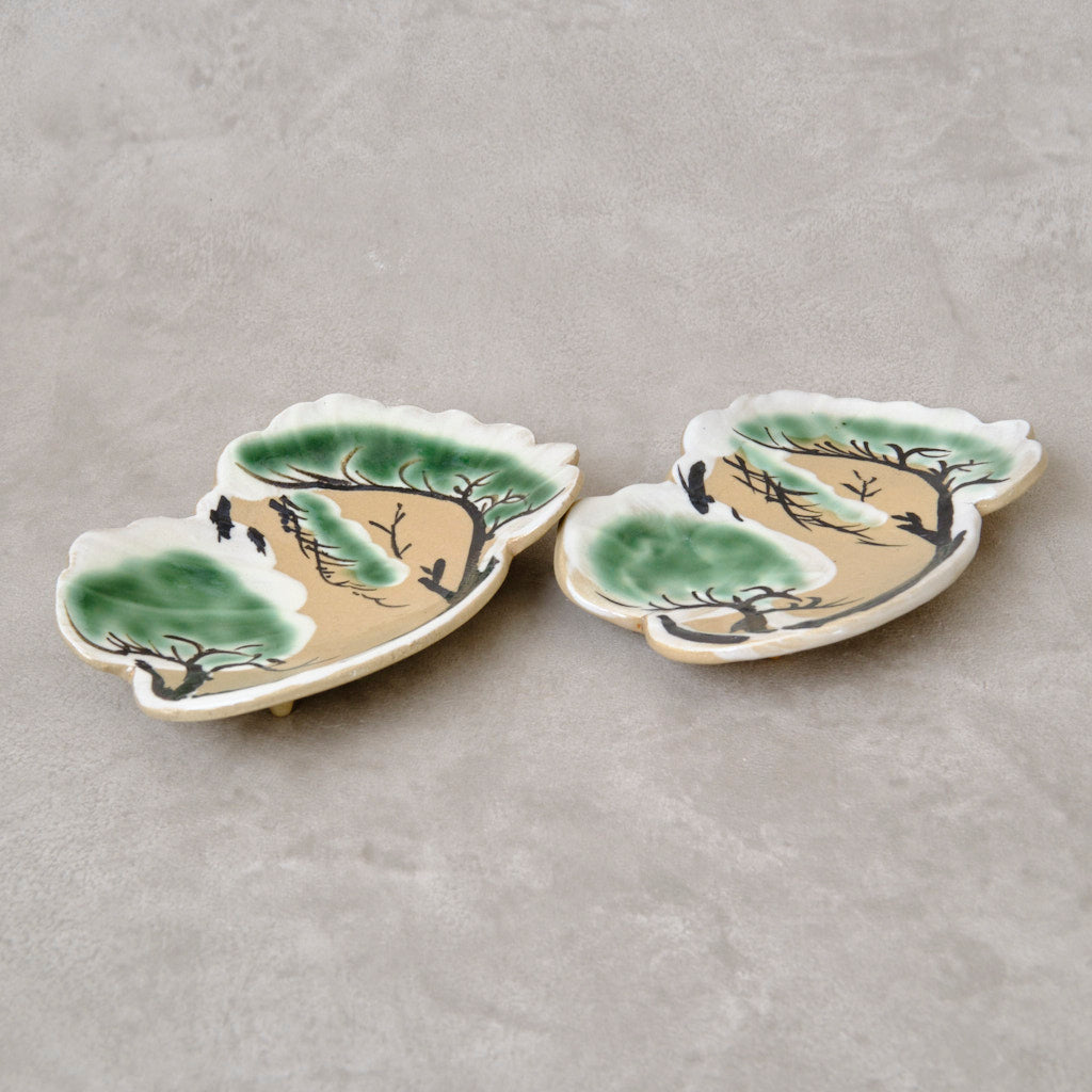 色絵小皿 雪松図 2客セット - 清水焼 | 宮本 博