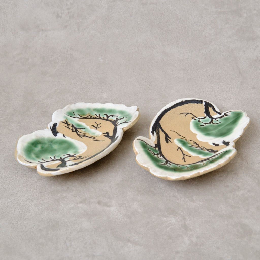 色絵小皿 雪松図 2客セット - 清水焼 | 宮本 博
