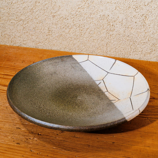 灰釉焼〆七寸皿 亀甲紋（清水焼） | 宮本 博