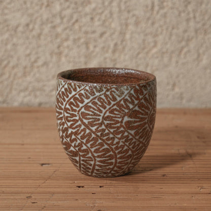 [ 松原 直之 ] 湯呑み小 象嵌唐草文 - 益子焼 - 05