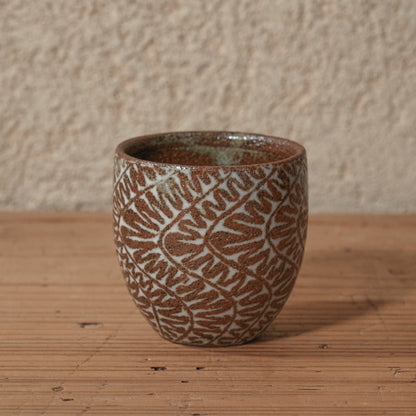 [ 松原 直之 ] 湯呑み小 象嵌唐草文 - 益子焼 - 05