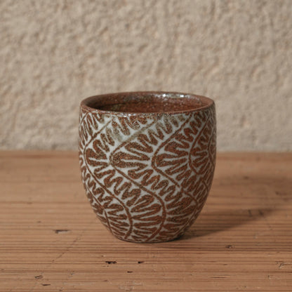 [ 松原 直之 ] 湯呑み小 象嵌唐草文 - 益子焼 - 05