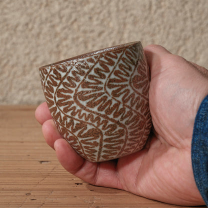 [ 松原 直之 ] 湯呑み小 象嵌唐草文 - 益子焼 - 05