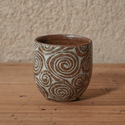 [ 松原 直之 ] 湯呑み小 象嵌唐草文 - 益子焼 - 08