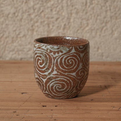 [ 松原 直之 ] 湯呑み小 象嵌唐草文 - 益子焼 - 09