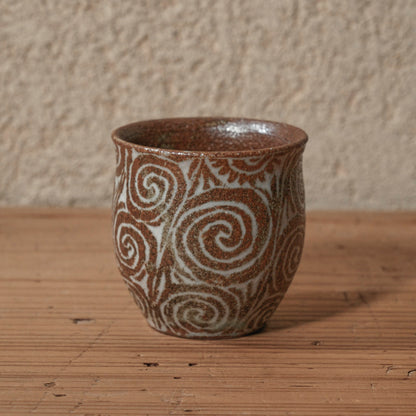 [ 松原 直之 ] 湯呑み小 象嵌唐草文 - 益子焼 - 10