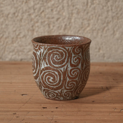 [ 松原 直之 ] 湯呑み小 象嵌唐草文 - 益子焼 - 10