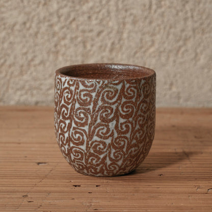 [ 松原 直之 ] 湯呑み小 象嵌唐草文 - 益子焼 - 11