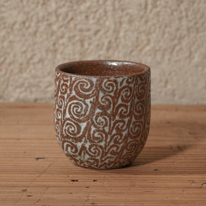 [ 松原 直之 ] 湯呑み小 象嵌唐草文 - 益子焼 - 11