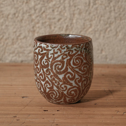 [ 松原 直之 ] 湯呑み小 象嵌唐草文 - 益子焼 - 12