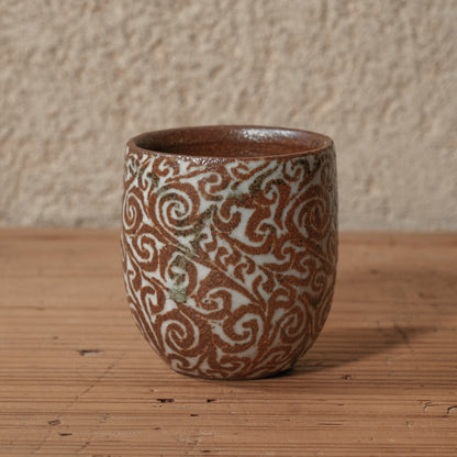 [ 松原 直之 ] 湯呑み小 象嵌唐草文 - 益子焼 - 12