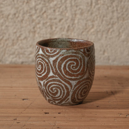 [ 松原 直之 ] 湯呑み小 象嵌唐草文 - 益子焼 - 13