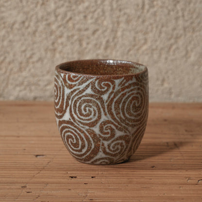 [ 松原 直之 ] 湯呑み小 象嵌唐草文 - 益子焼 - 13