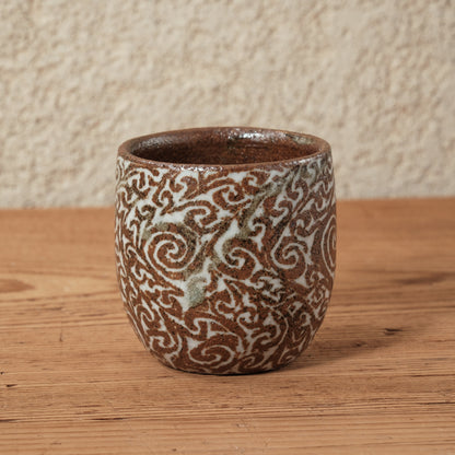 湯呑み小 象嵌唐草文 - 益子焼 - 02 | 松原 直之