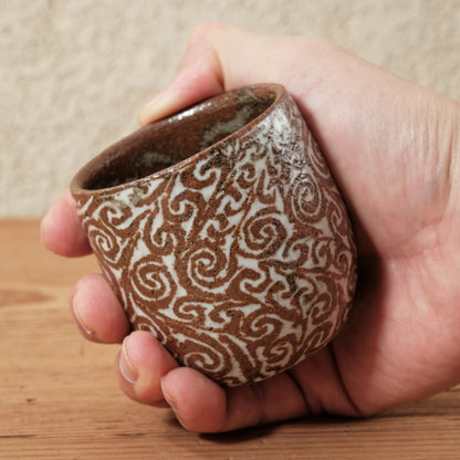 湯呑み小 象嵌唐草文 - 益子焼 - 02 | 松原 直之