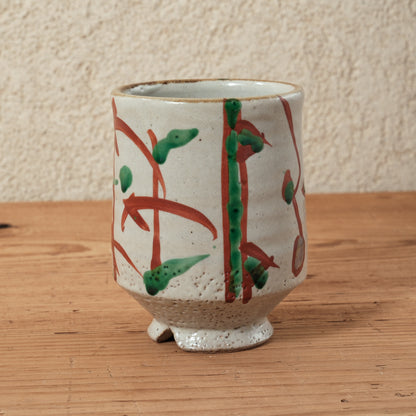 湯呑み 大 鉄絵・赤絵 唐草文 - 益子焼 - 02 | 松原 直之