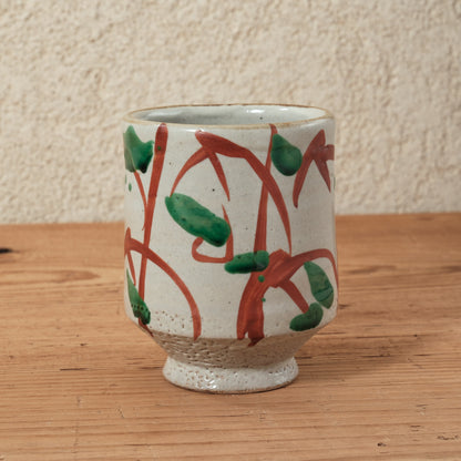 湯呑み 大 鉄絵・赤絵 唐草文 - 益子焼 - 03 | 松原 直之