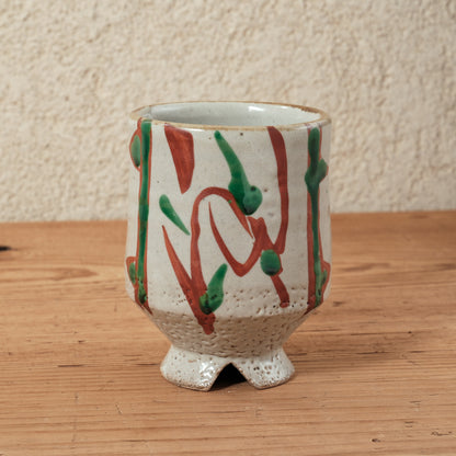 湯呑み 大 鉄絵・赤絵 唐草文 - 益子焼 - 04 | 松原 直之