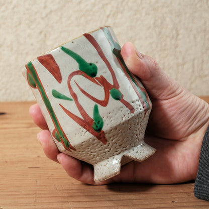 湯呑み 大 鉄絵・赤絵 唐草文 - 益子焼 - 04 | 松原 直之