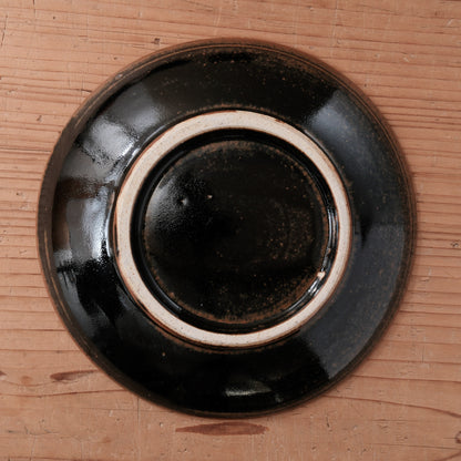 [ 村澤 享 ] 柿釉抜絵7寸・中皿③ - 益子焼