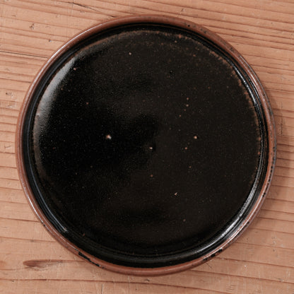[ 村澤 享 ] リムプレート4寸・小皿 黒釉- 益子焼