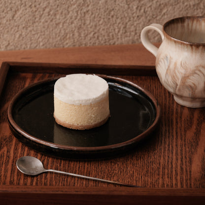 [ 村澤 享 ] リムプレート4寸・小皿 黒釉- 益子焼