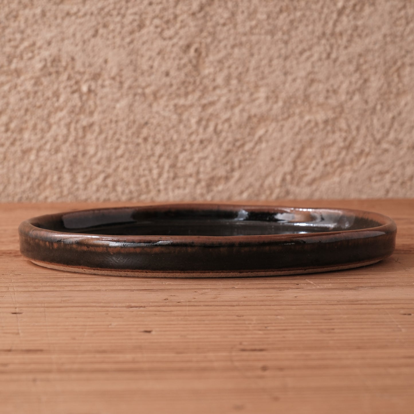 [ 村澤 享 ] リムプレート4寸・小皿 黒釉- 益子焼