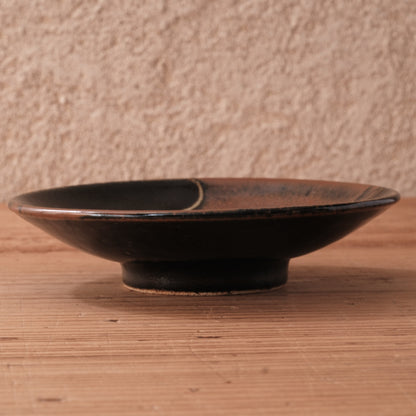 [ 村澤 享 ] 柿釉抜絵5寸・中皿②- 益子焼