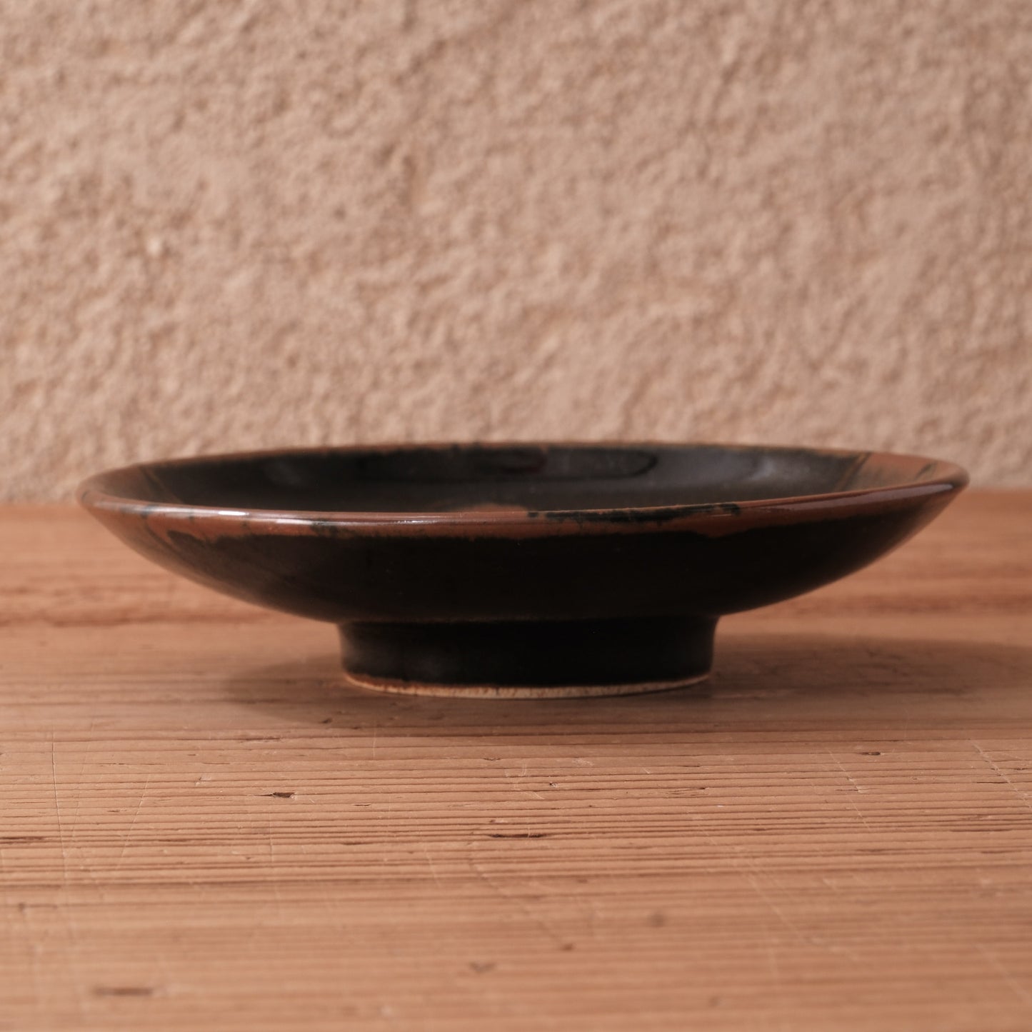 [ 村澤 享 ] 柿釉抜絵5寸・中皿③- 益子焼