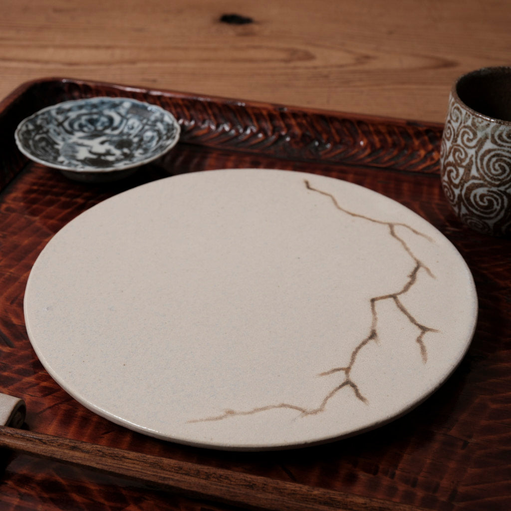 [ 松尾 亮佑 ] Round Plate 20cm ver.2 / 罅（ひび）/ Brown