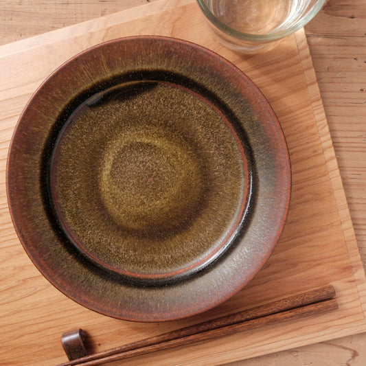 [ 北側 雄一 ] 七寸リム皿 窯変蕎麦釉