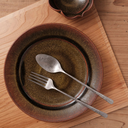 [ 北側 雄一 ] 七寸リム皿 窯変蕎麦釉