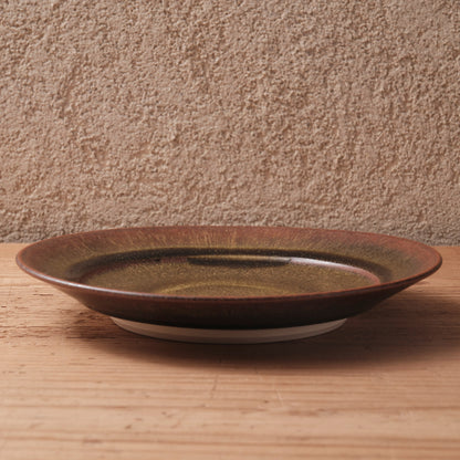 [ 北側 雄一 ] 七寸リム皿 窯変蕎麦釉