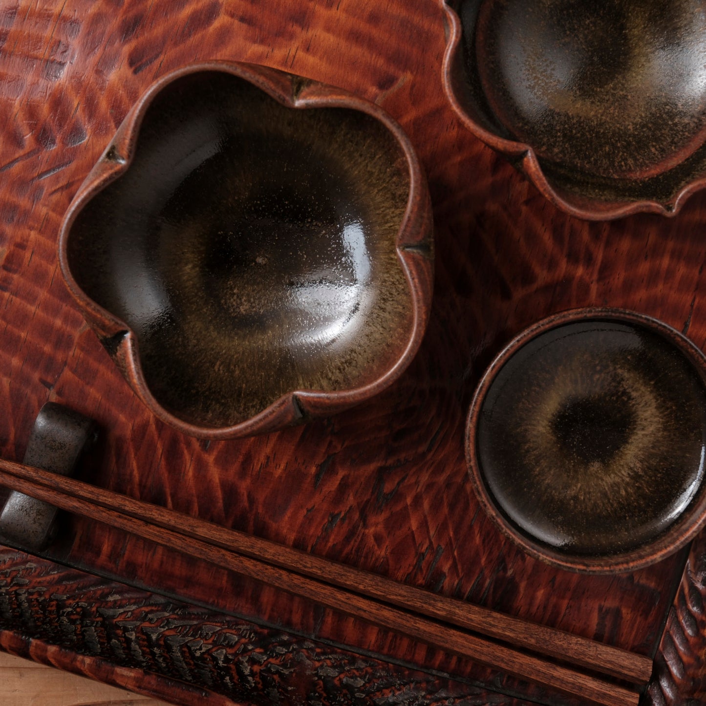 [ 北側 雄一 ] 輪花小鉢 窯変蕎麦釉