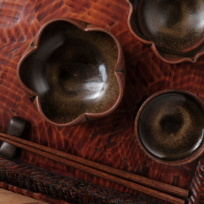 [ 北側 雄一 ] 輪花小鉢 窯変蕎麦釉