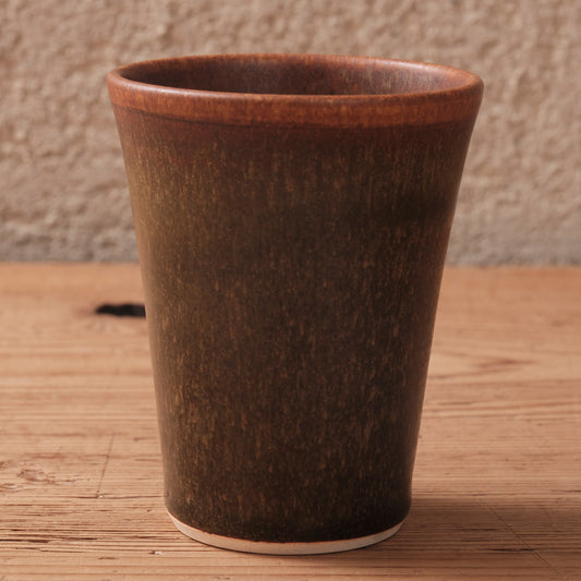 [ 北側 雄一 ] 細タンブラー 窯変蕎麦釉