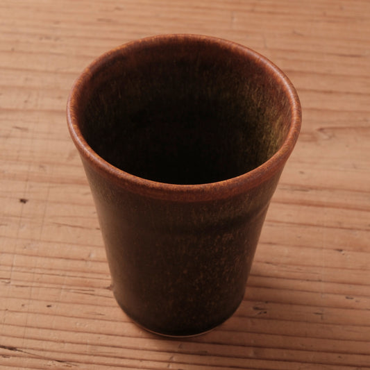 [ 北側 雄一 ] 細タンブラー 窯変蕎麦釉