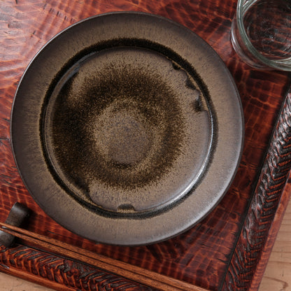 [ 北側 雄一 ] 七寸リム皿 窯変黒釉