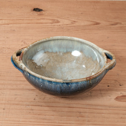 [ 田尾 明子 ] 両耳スープカップ 青釉 幅約18.5cm